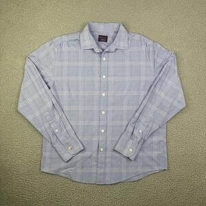 UNTUCKit Billsboro Long Sleeve Button Up Shirt Blue Check Plaid Men's Medium
